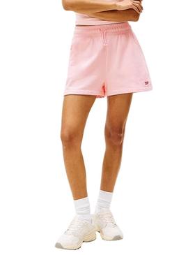 Shorts Tommy Jeans Script rosa para mulher