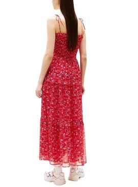 Vestido Tommy Jeans Chiffon vermelho para mulher.