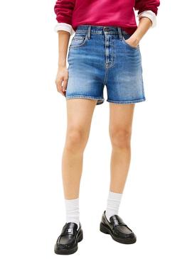 Bermudas Tommy Jeans Mom em denim para mulheres