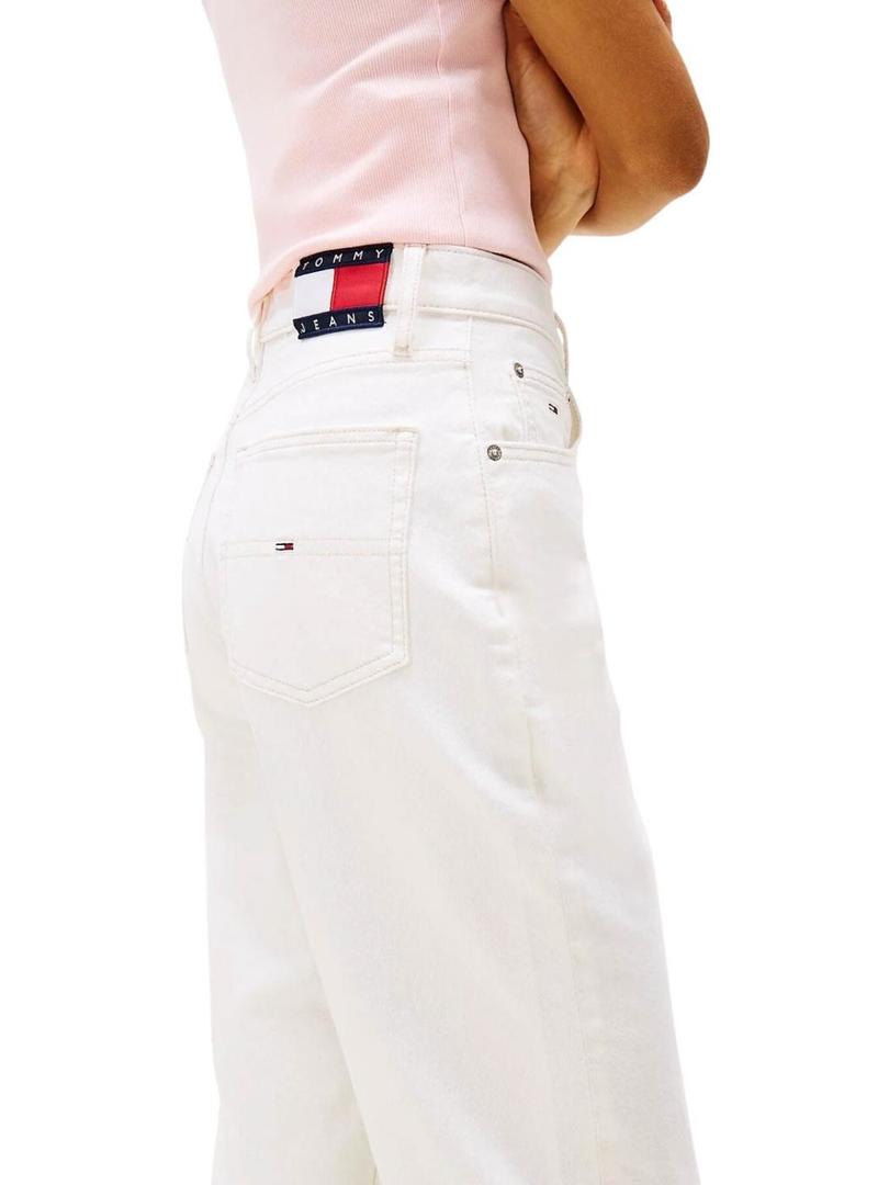 Calça de ganga Tommy Jeans Mom branca para mulher.