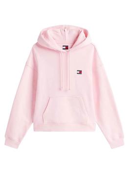Moletom Tommy Jeans Badge rosa para mulher.