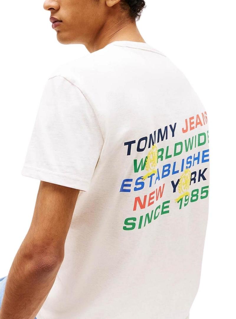Camiseta Tommy Jeans Slanted beige para homem