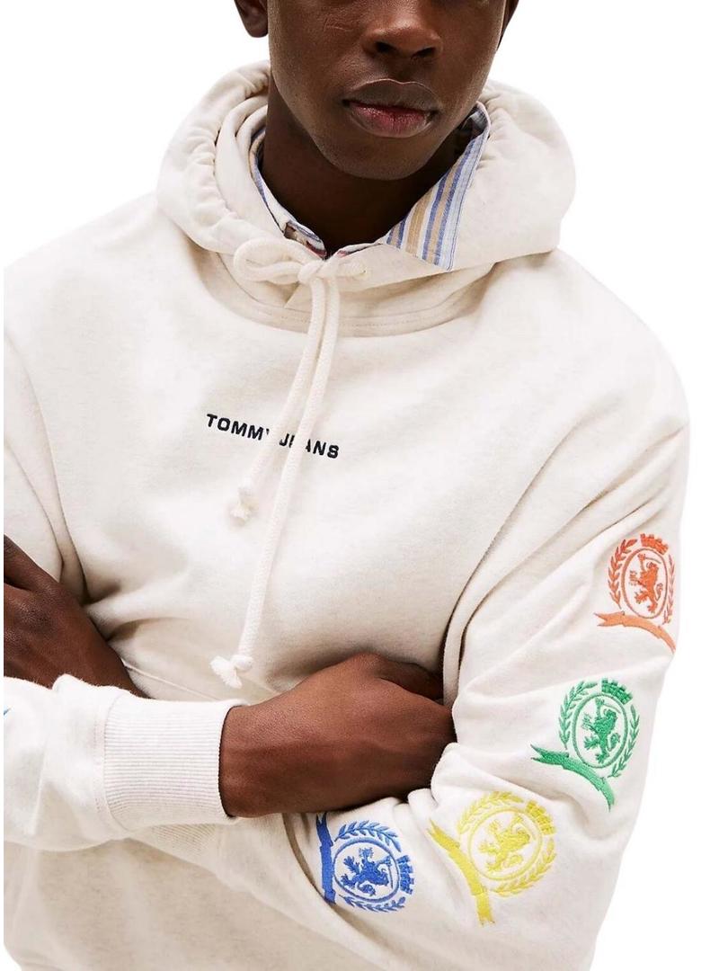 Moletom Tommy Jeans Varsity bege para homem.