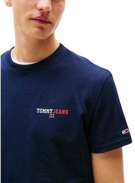 Camiseta Tommy Jeans DNA azul marinho para homens
