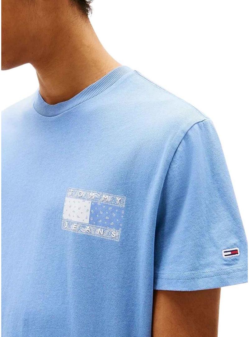 Camiseta oversize Tommy Jeans Paisley azul para homem.
