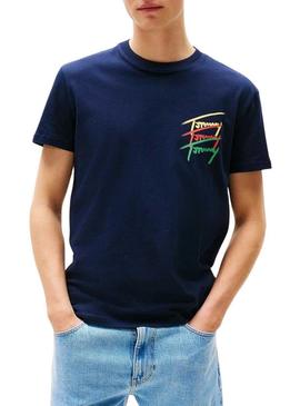 Camiseta Tommy Jeans Twisted azul marinho para homem.