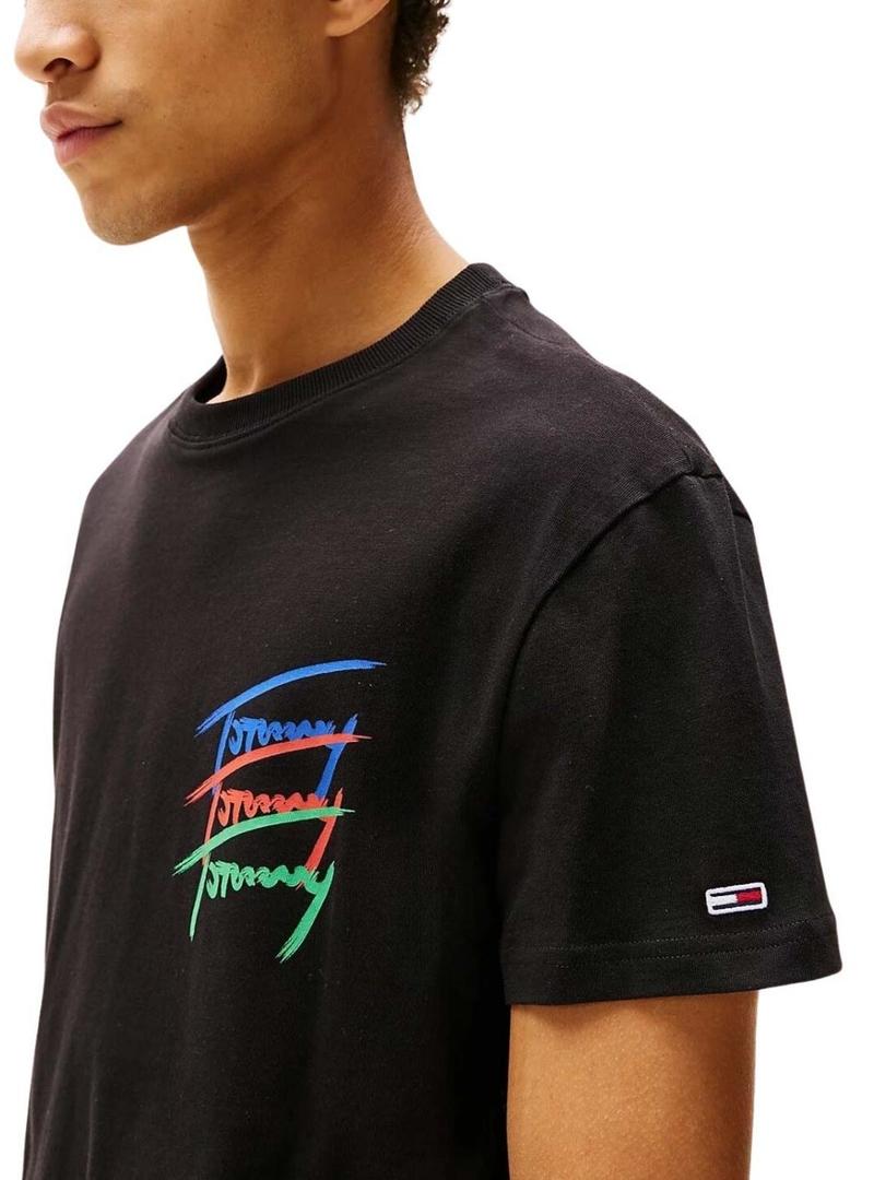 Camiseta Tommy Jeans Twisted preta para homem.