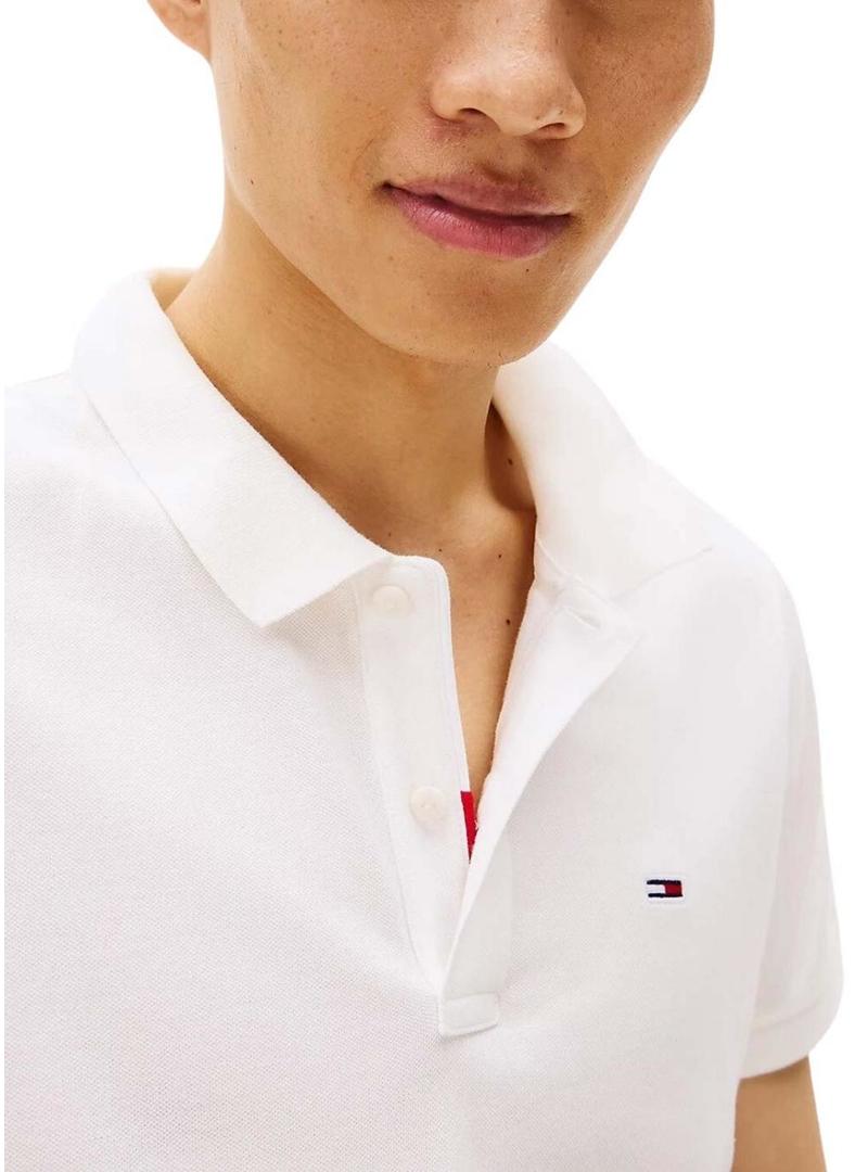 Polo Tommy Jeans Slim branco para homem
