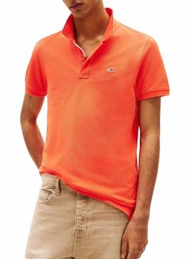 Polo Tommy Jeans Slim laranja para homem.