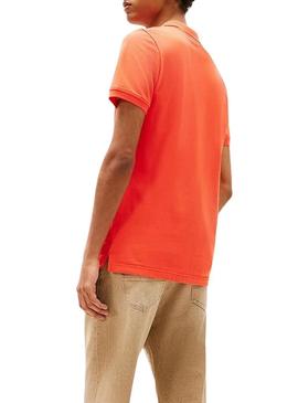 Polo Tommy Jeans Slim laranja para homem.