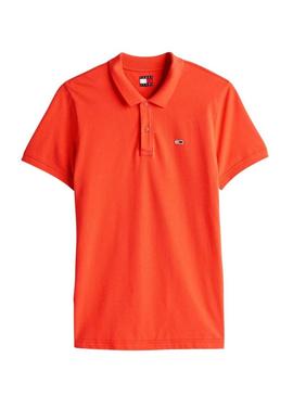 Polo Tommy Jeans Slim laranja para homem.