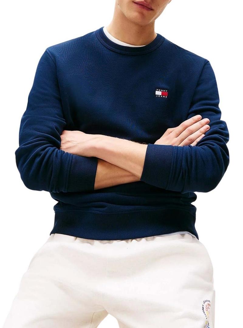 Blusa de moletom Tommy Jeans Badge azul marinho para homem