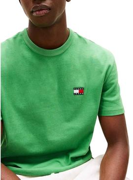 Camiseta Tommy Jeans Badge verde para homem