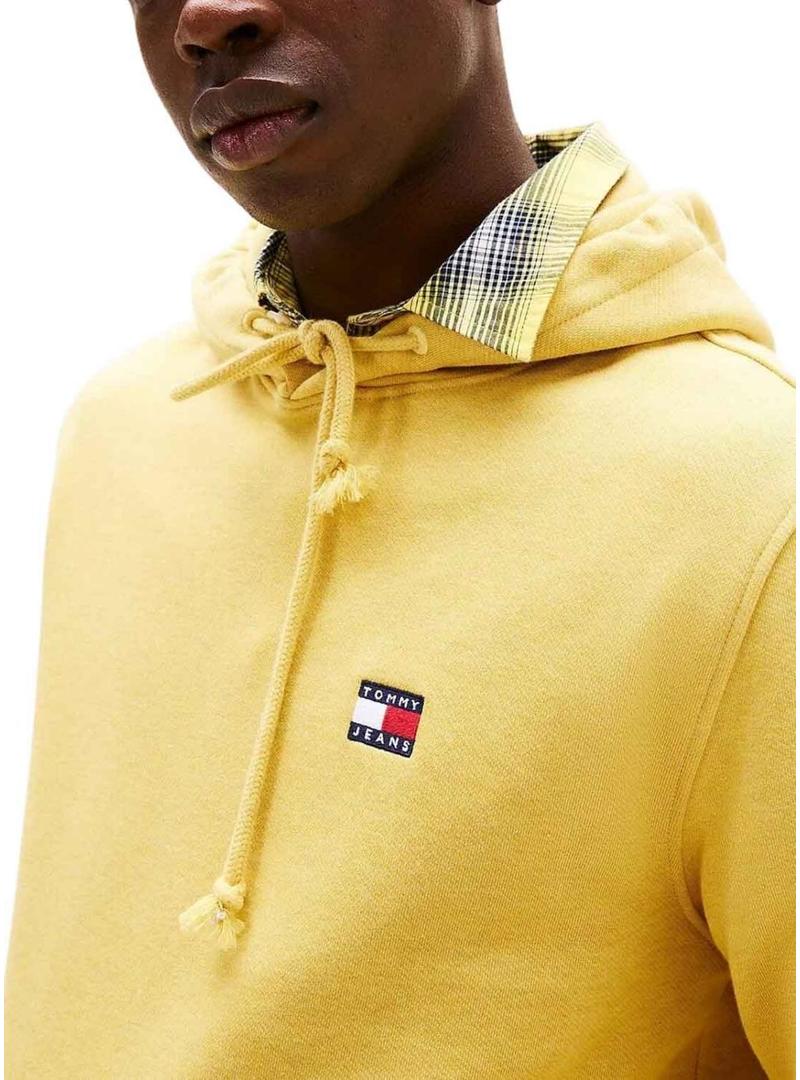 Moletom Tommy Jeans Badge amarelo para homem.