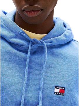 Moletom Tommy Jeans Badge Hoodie azul para homem.