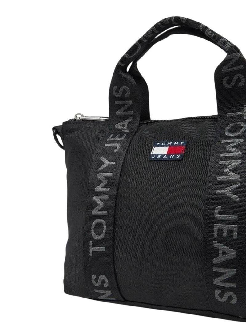 Bolsa Tommy Jeans Mini Tote preta para mulher.