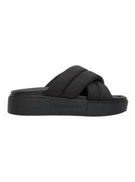 Sandálias Tommy Jeans Flatform preto para mulher.