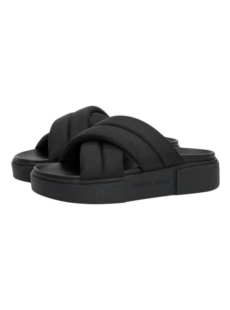 Sandálias Tommy Jeans Flatform preto para mulher.