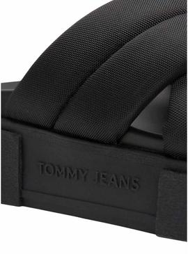 Sandálias Tommy Jeans Flatform preto para mulher.