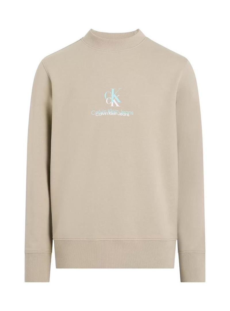 Moletom Calvin Klein Jeans Shadow logo bege para homem.