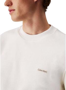 Moletom Calvin Klein Jeans Label bege para homem.