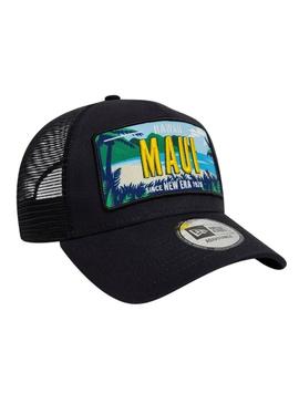 Boné New Era License Plate Trucker Patch preto para homem.