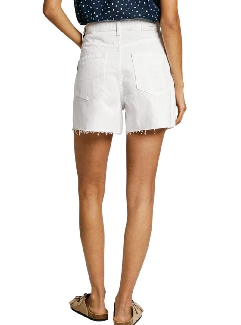 Shorts Pepe Jeans A-Line branco para mulher.