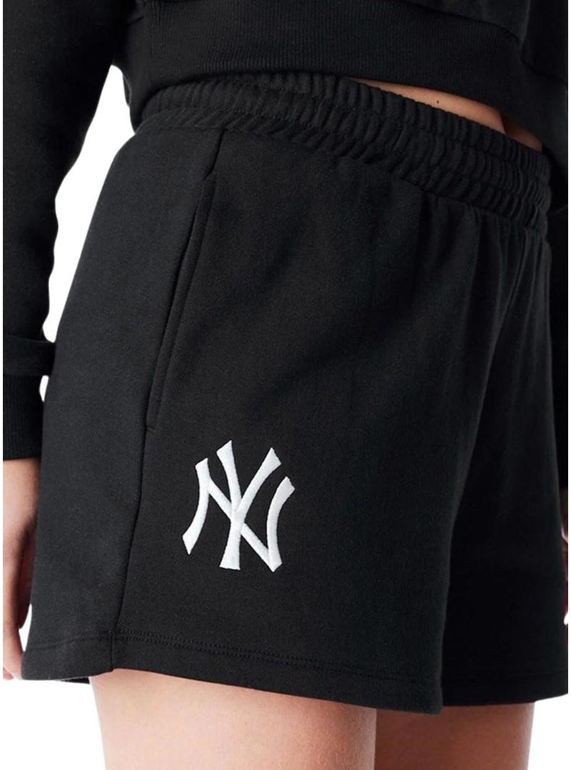 Calça curta New Era New York Yankees Essential preta para mulher.