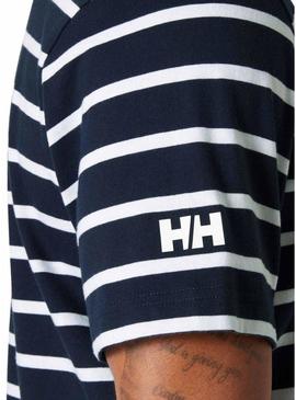 Camisa Helly Hansen Newport azul marinho e branco para homem.