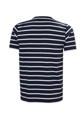 Camisa Helly Hansen Newport azul marinho e branco para homem.