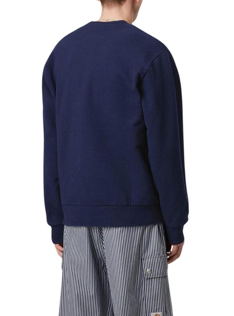 Moletom Carhartt Script azul para homem.