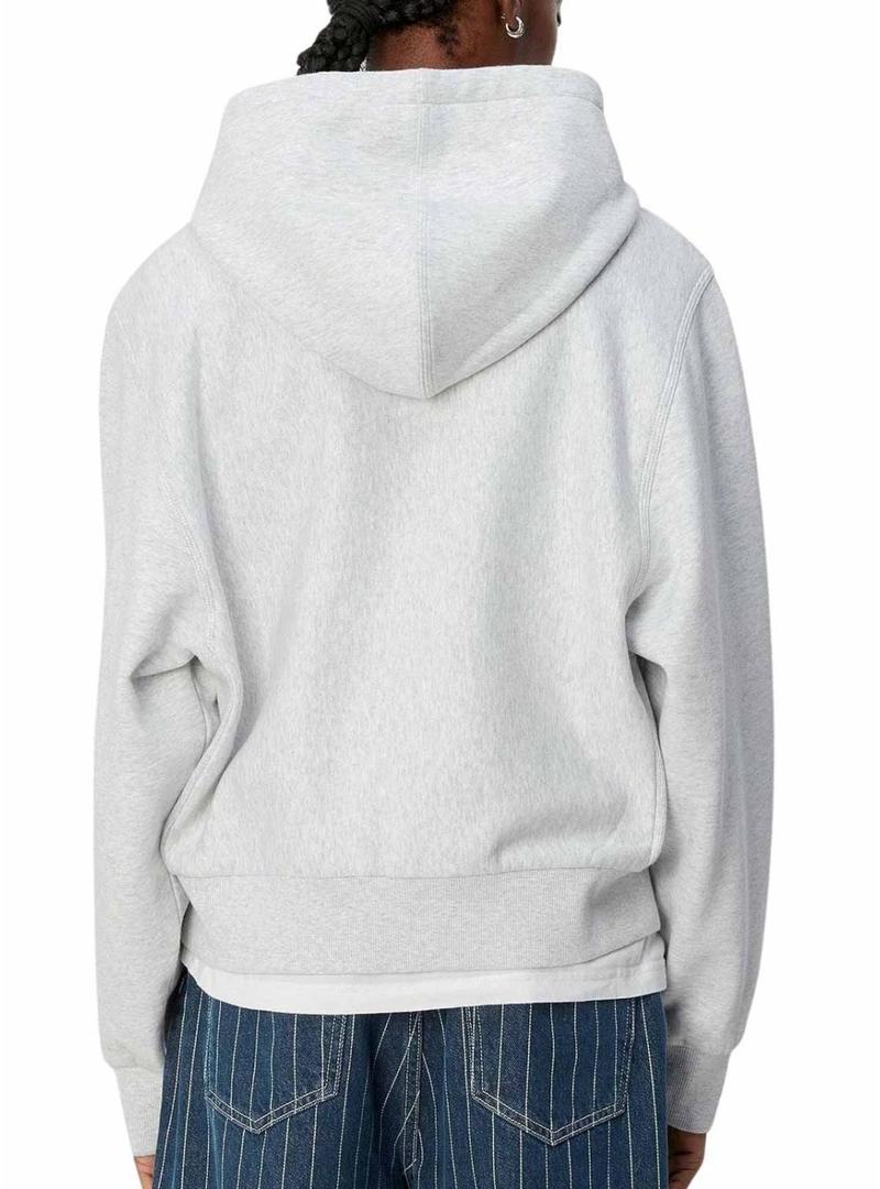 Moletom Carhartt American Zip cinza para mulher.