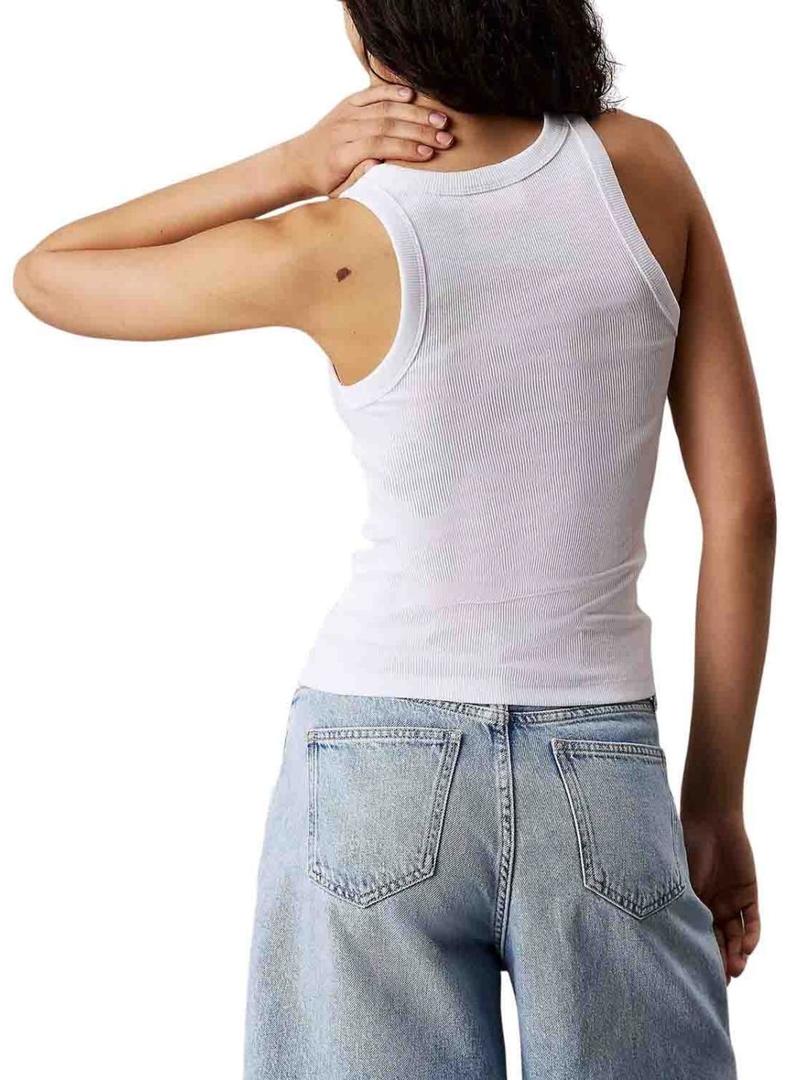 Camiseta Calvin Klein Jeans Woven Label branca para mulher.