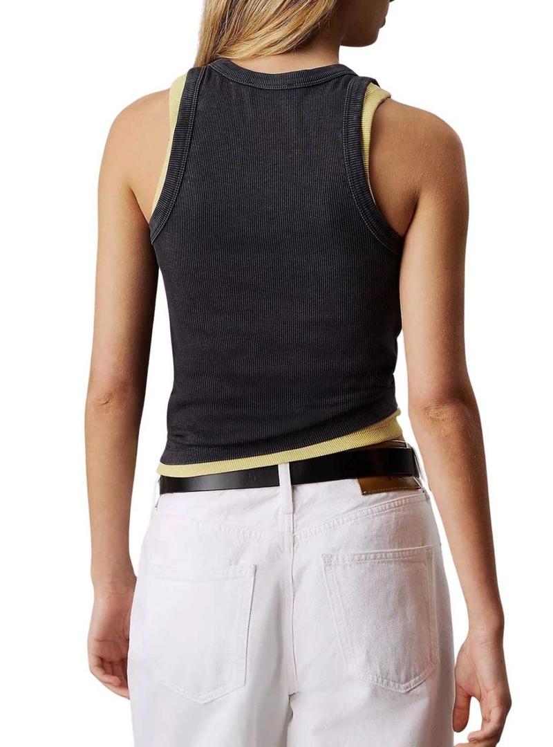 Camiseta Calvin Klein Jeans Woven Label preta para mulher