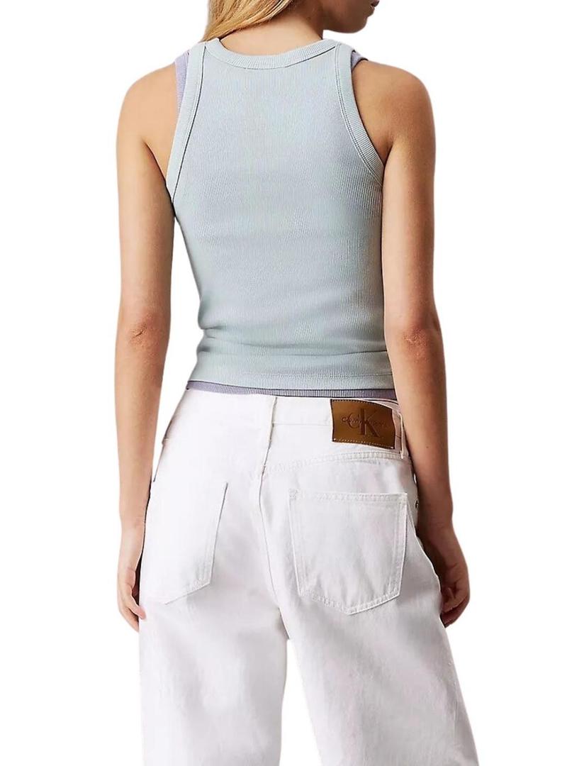 Camisa Calvin Klein Jeans Monologo Tank azul para mulher.