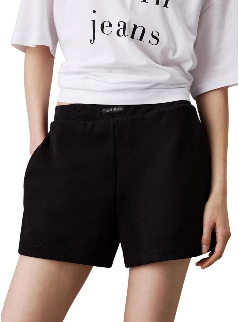 Calças curtas Calvin Klein Jeans Placed preto para mulher.