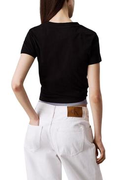 Camiseta Calvin Klein Jeans Gradient preta para mulher.