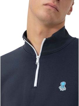 Moletom El Pulpo gola alta com logo bordado azul marinho para homem