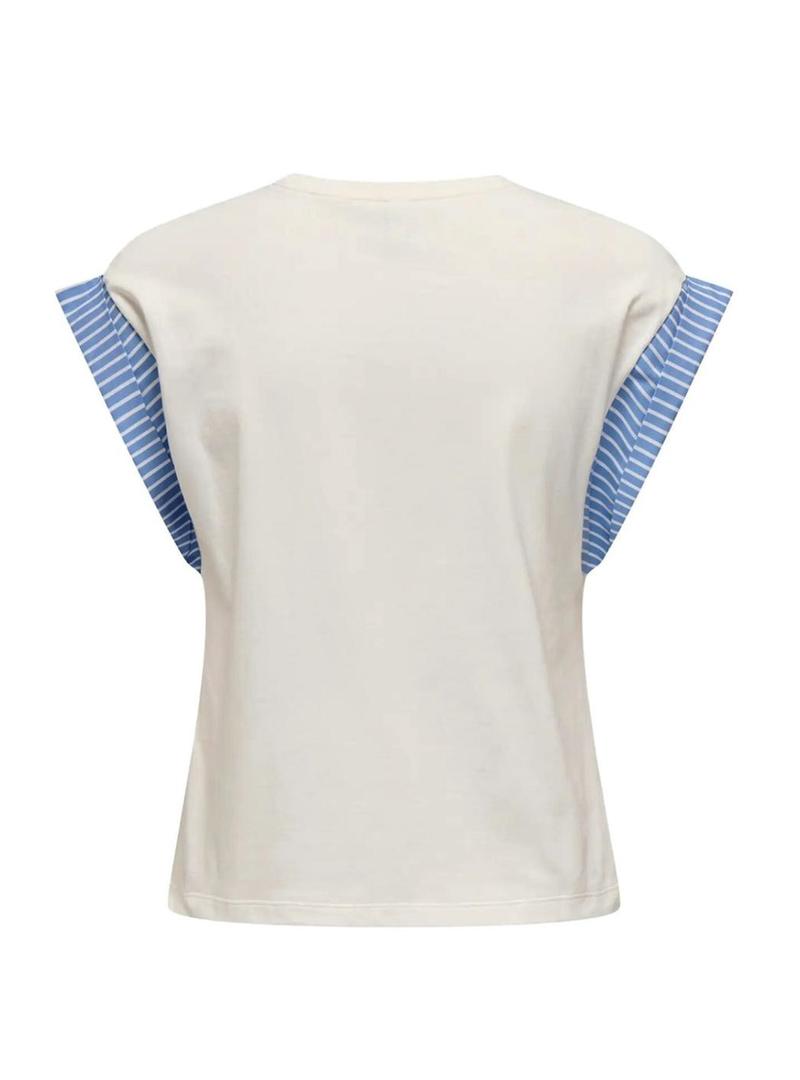 Camisa Only Dawn branca e azul para mulher.