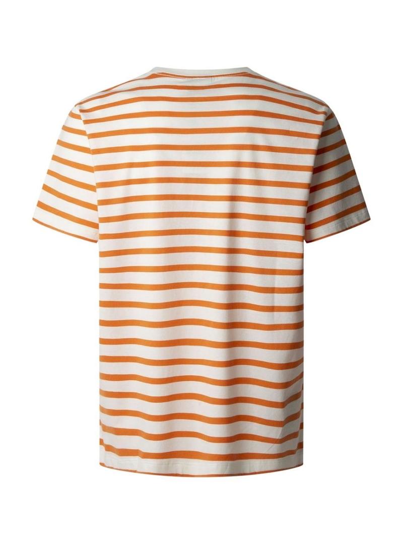Camiseta Pepe Jeans Striped Ego laranja e bege para homem