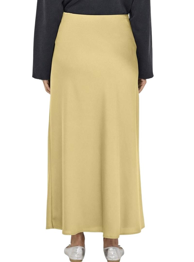 Saia Only Chigo de cetim amarelo para mulher
