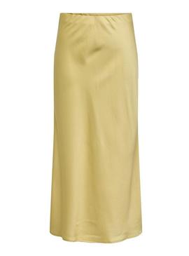 Saia Only Chigo de cetim amarelo para mulher