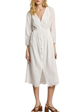 Vestido Pepe Jeans Deepty branco para mulher.