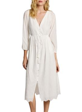 Vestido Pepe Jeans Deepty branco para mulher.