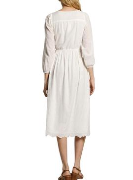 Vestido Pepe Jeans Deepty branco para mulher.