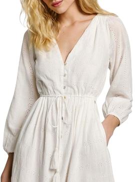 Vestido Pepe Jeans Deepty branco para mulher.