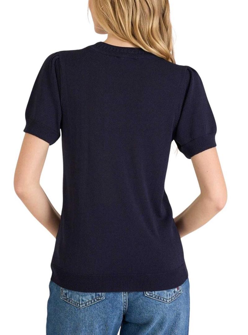 Camisola Naf Naf azul marinho com bordados para mulher.