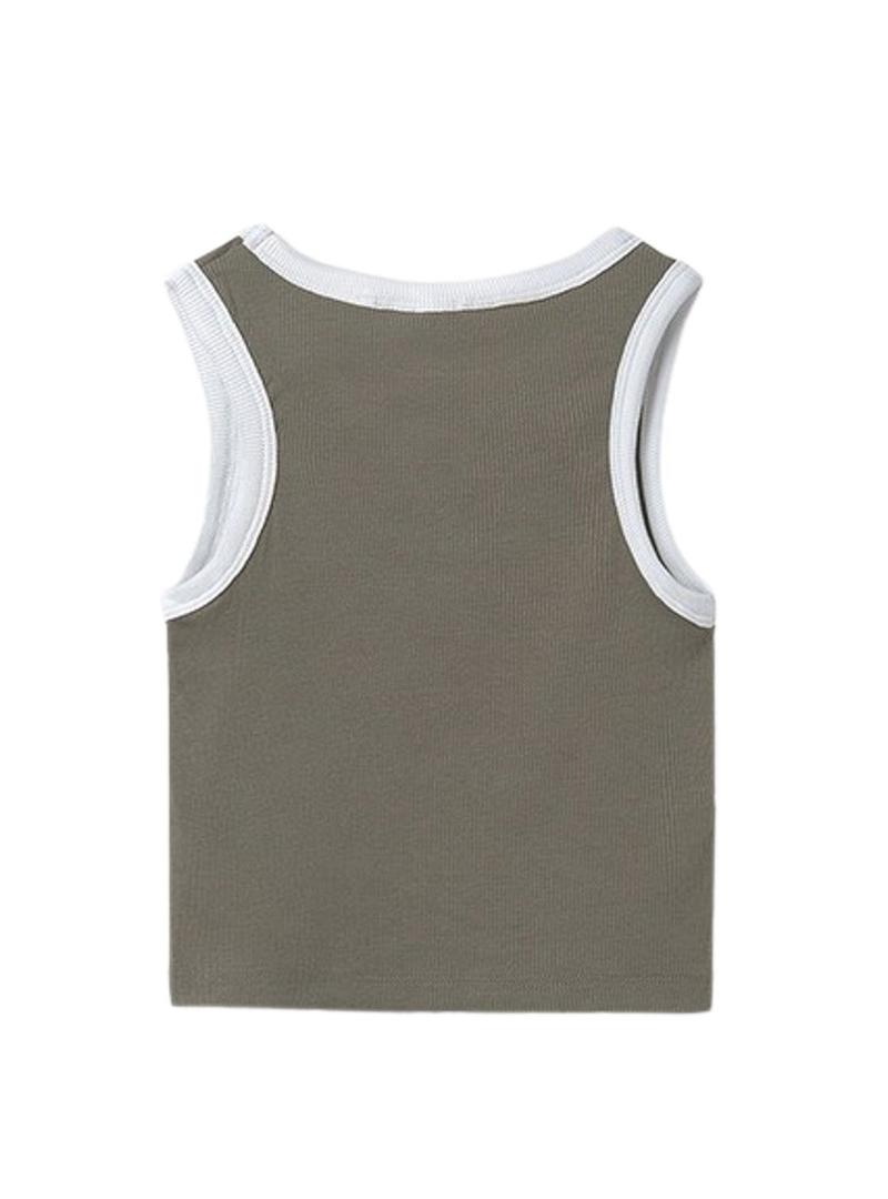 Camiseta Mayoral alças verde bordado para menina