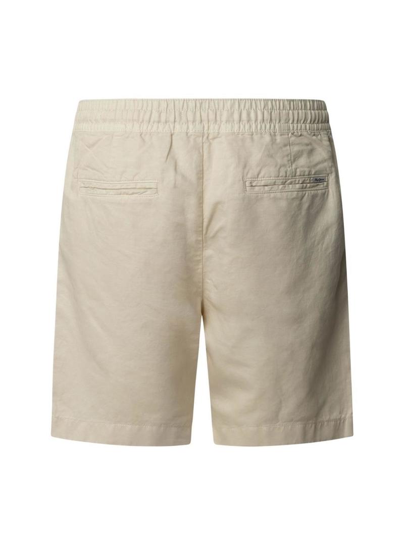 Bermuda Pepe Jeans Smart Relaxada em linho bege para homem.