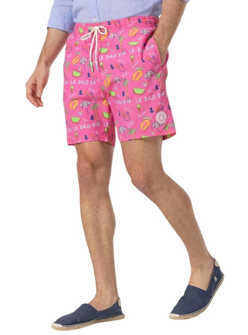 Roupa de banho El Pulpo estampado La Dolce Vita rosa hombre 